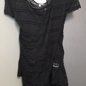 Elle Black Lace Shirt with Black Camisole
